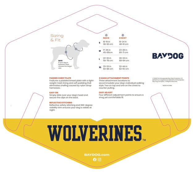 Michigan Wolverines Dog Harness