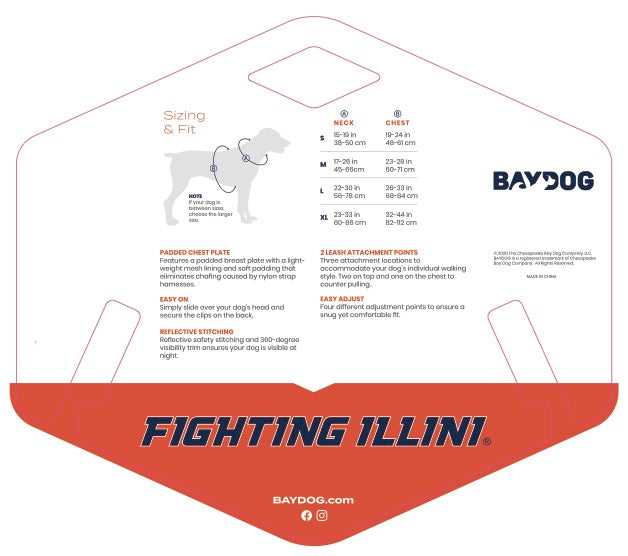 Illinois Fighting Illini Dog Harness
