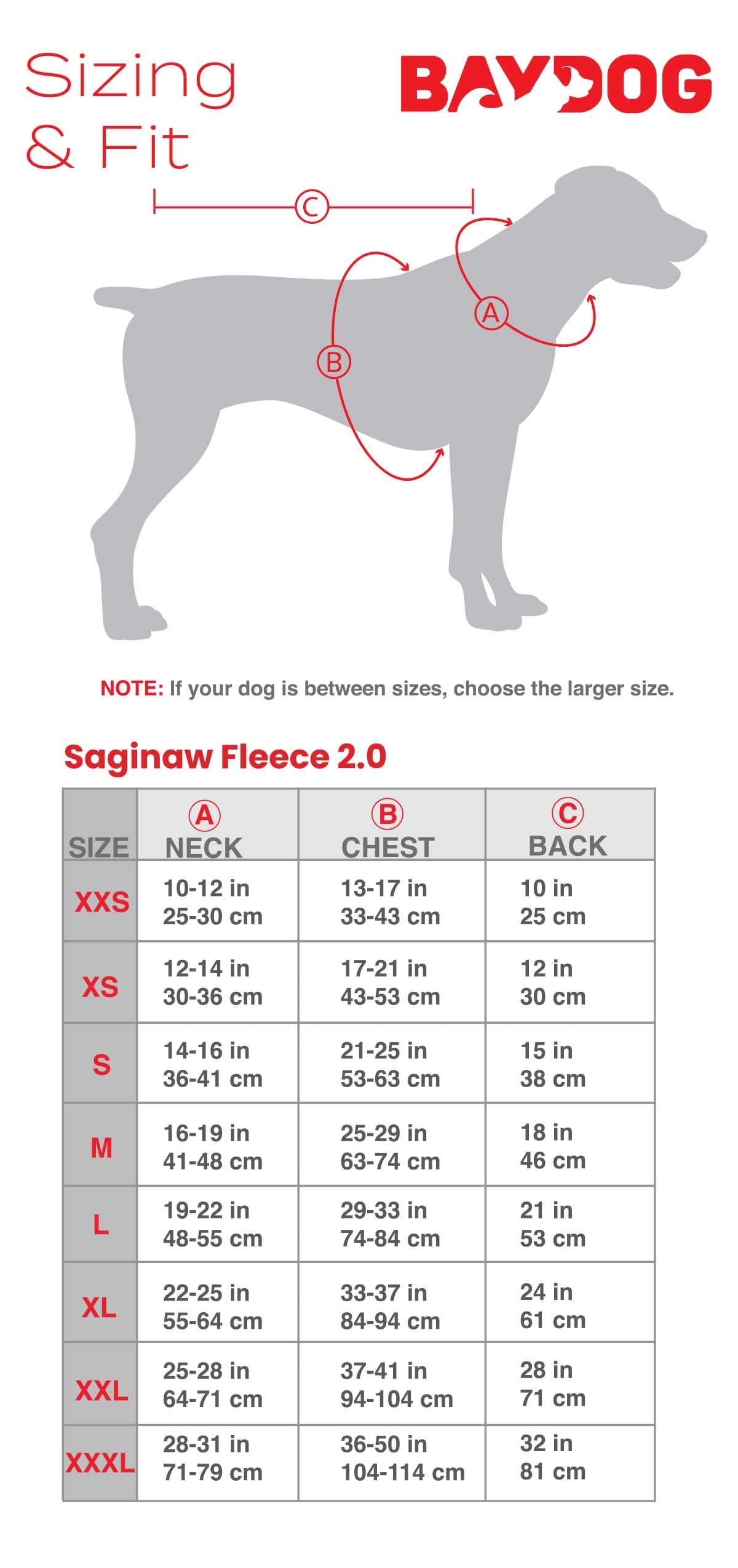 Size chart
