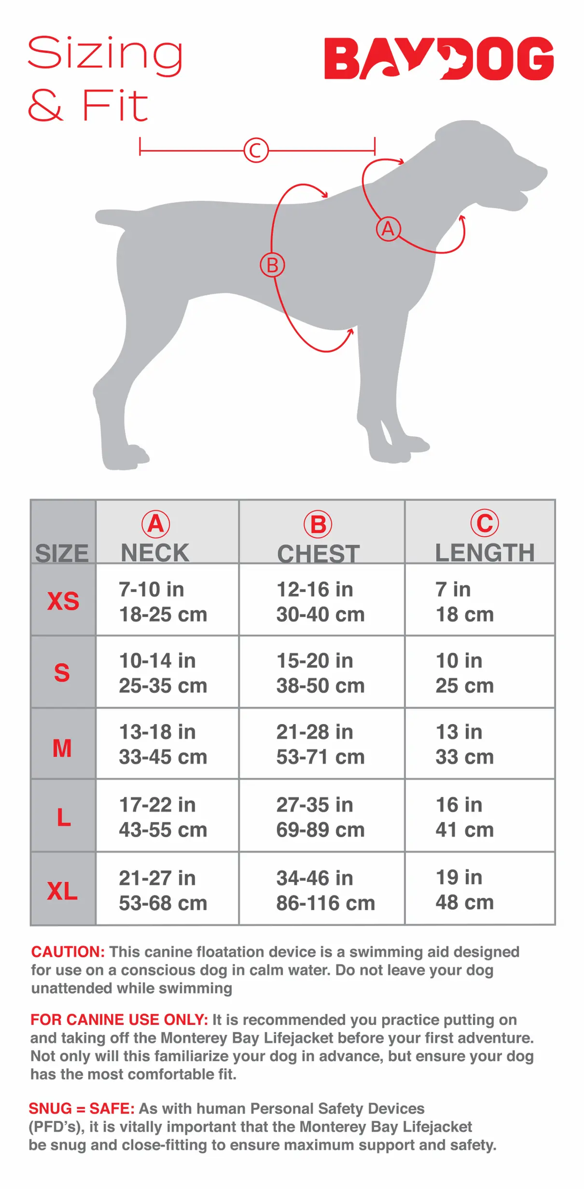 Size chart